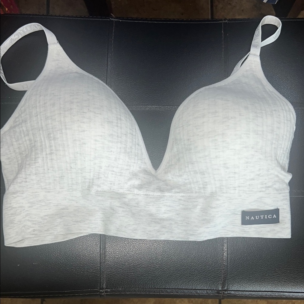Nautica White Wireless Bra With Adjustable Straps